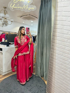 Elegant Rani Pink Embroidered Dhoti Suit for Women