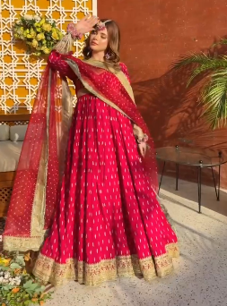 Elegant Embroidered Anarkali Suit with Dupatta