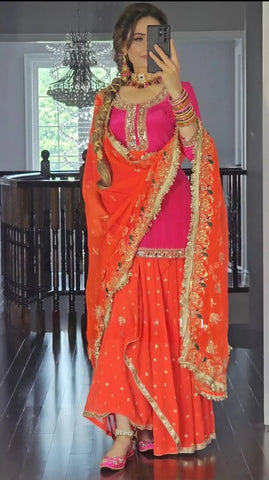 Vibrant Fusion: Orange & Red Dhoti Kurta Set