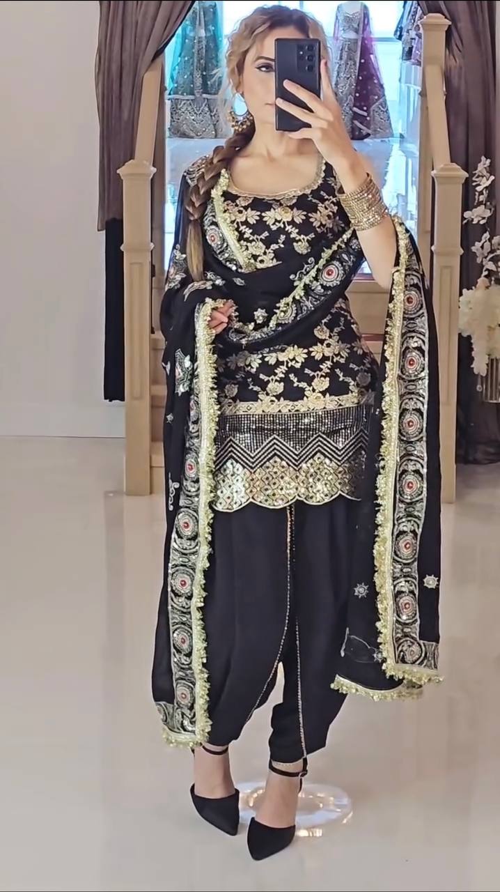 Elegant Deep Maroon Embroidered Salwar Suit Set with Golden Detailing