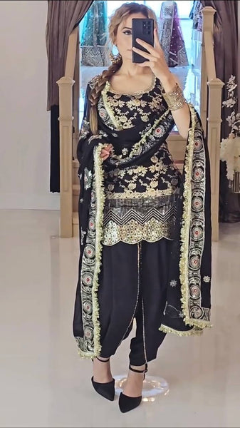 Elegant Deep Maroon Embroidered Salwar Suit Set with Golden Detailing