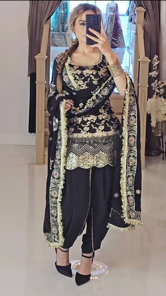 Elegant Deep Maroon Embroidered Salwar Suit Set with Golden Detailing