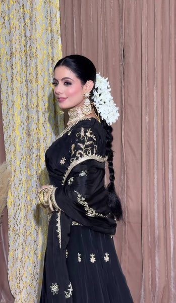 Elegant Black Lehenga Set with Sequin & Zari Work