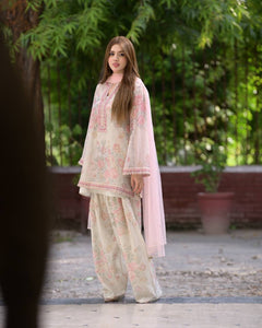 Graceful Floral Printed Salwar Suit with Pink Dupatta