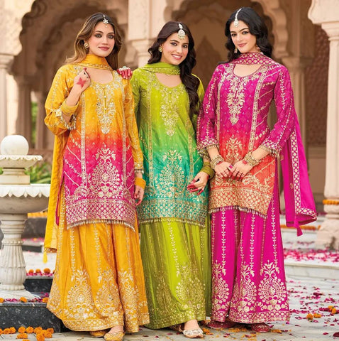 Embroidered Georgette Sharara Suit with Dupatta