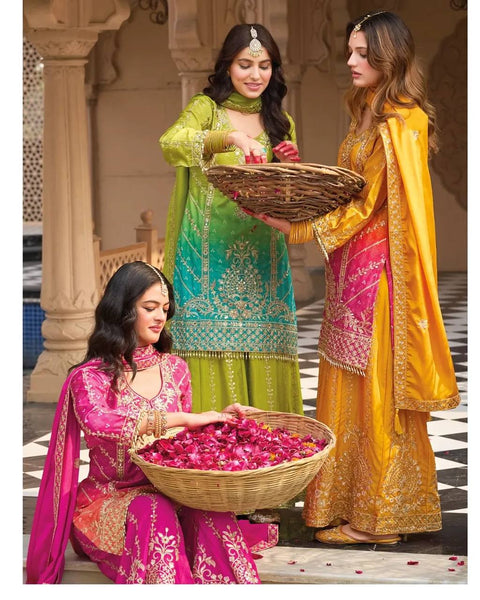 Embroidered Georgette Sharara Suit with Dupatta