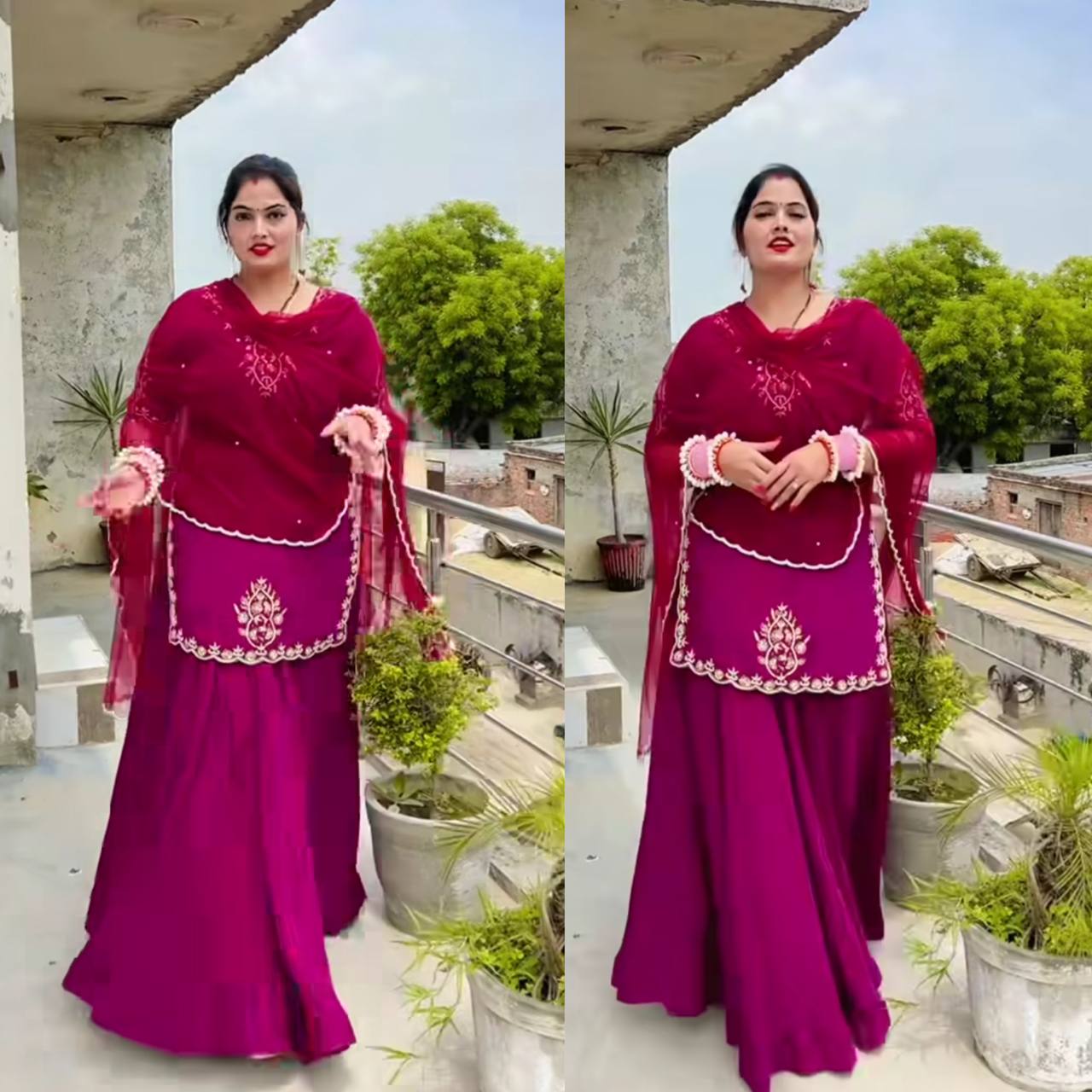 Elegant Georgette Pink Sharara Suit for Women