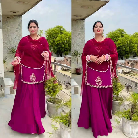 Elegant Georgette Pink Sharara Suit for Women
