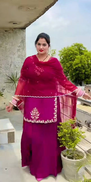 Elegant Georgette Pink Sharara Suit for Women