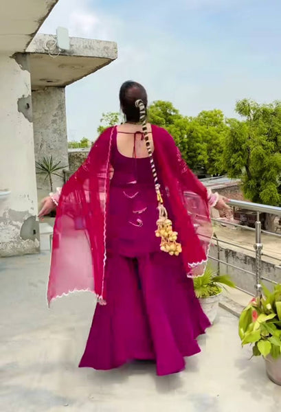 Elegant Georgette Pink Sharara Suit for Women