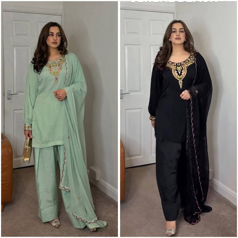 Embroidered Salwar Suit with Dupatta – Classic Elegance