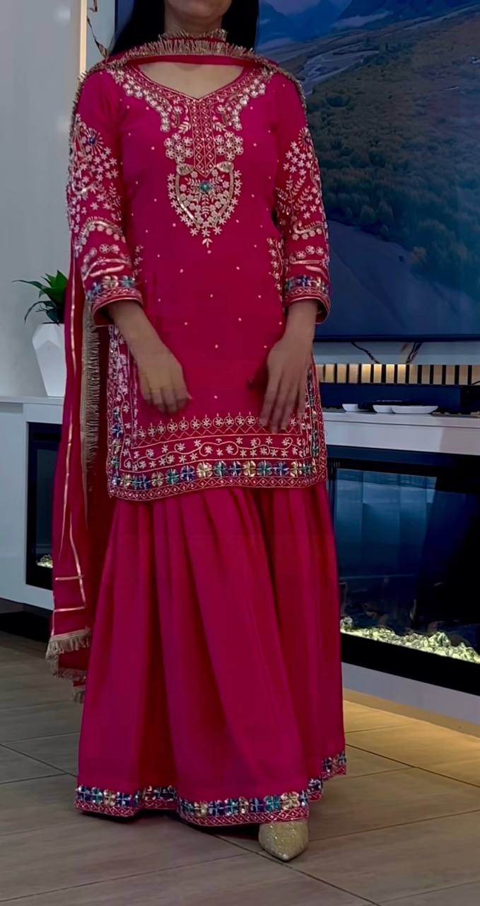 Enchanting Elegance Pink Sharara Suit - A Vision of Grace