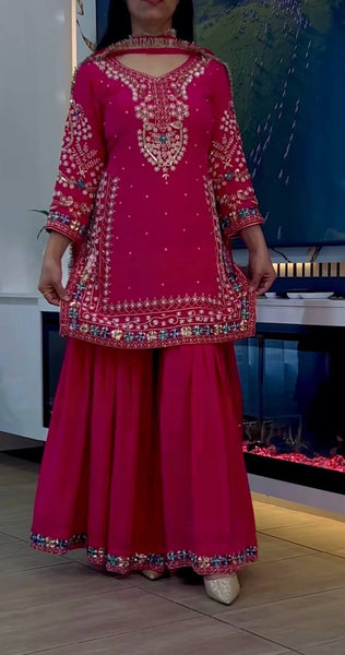 Enchanting Elegance Pink Sharara Suit - A Vision of Grace