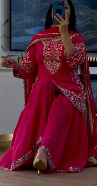 Enchanting Elegance Pink Sharara Suit - A Vision of Grace