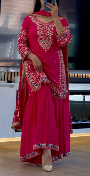 Enchanting Elegance Pink Sharara Suit - A Vision of Grace