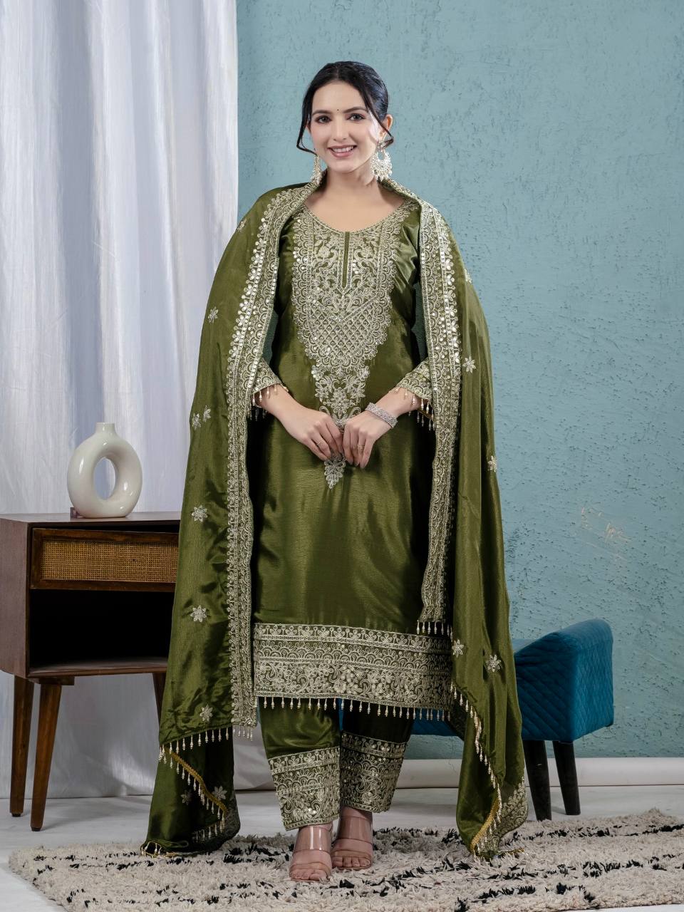 Emerald Embroidered Georgette Salwar Suit Set