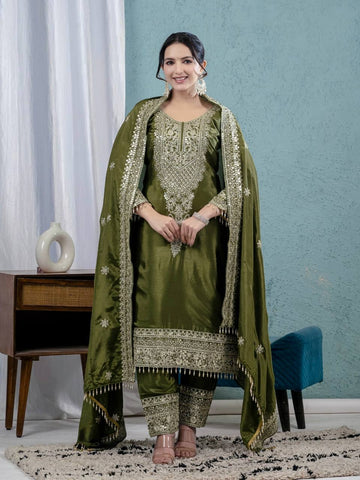 Emerald Embroidered Georgette Salwar Suit Set