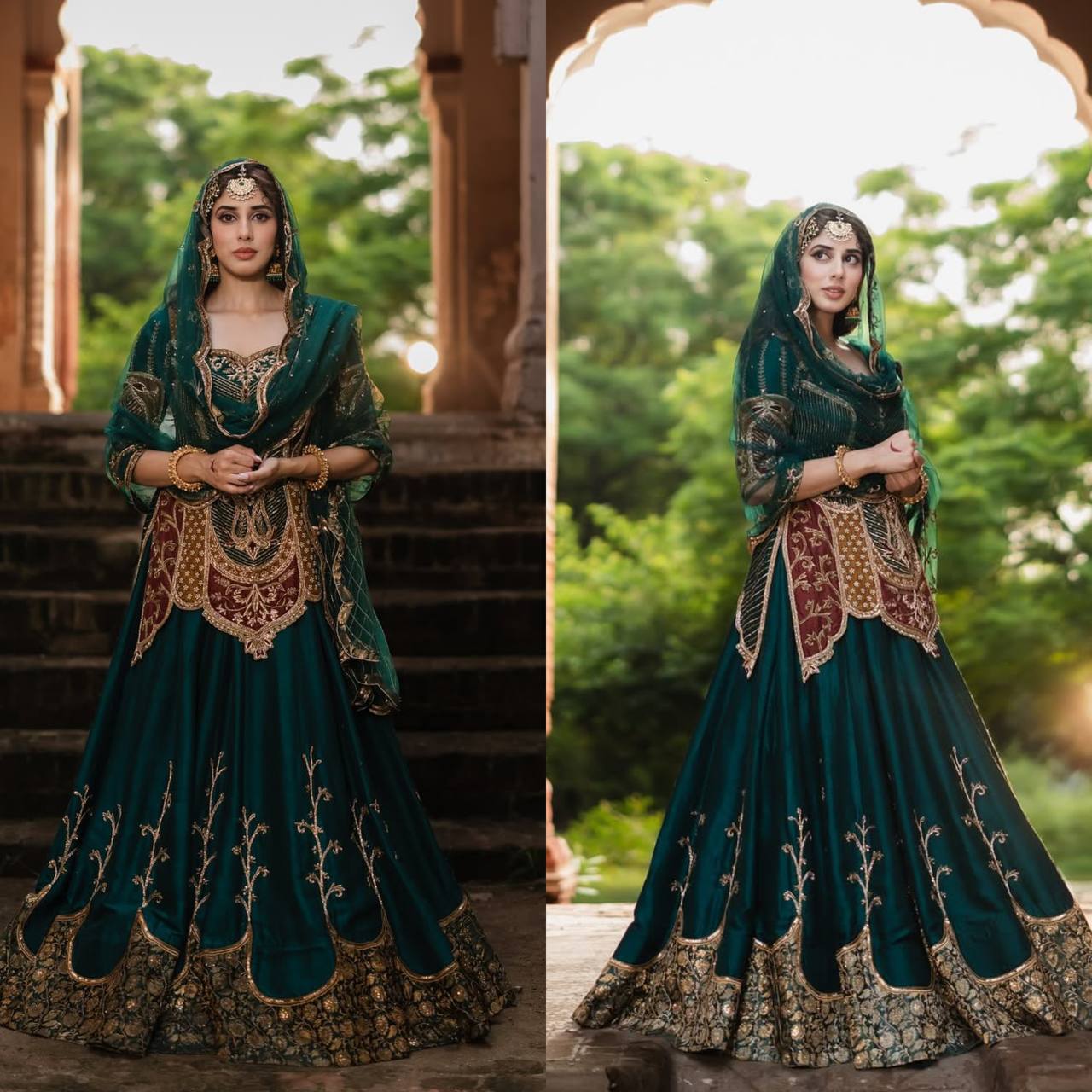 Stylish Teal Embroidered Kurta Pant Set for Women