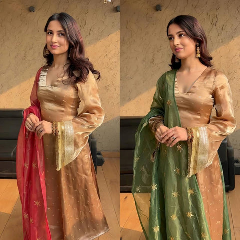 Elegant Organza Silk Kurta Set with Dupatta
