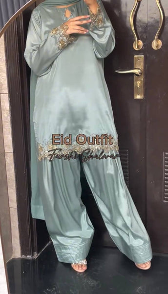 Sky Blue Elegance in Every Detail Farsi Salwar Suit