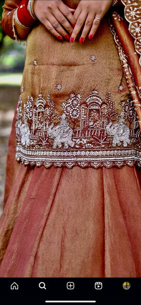 Elegant Brown Embroidered Lehenga Suit with Dupatta – Festive & Wedding Wear