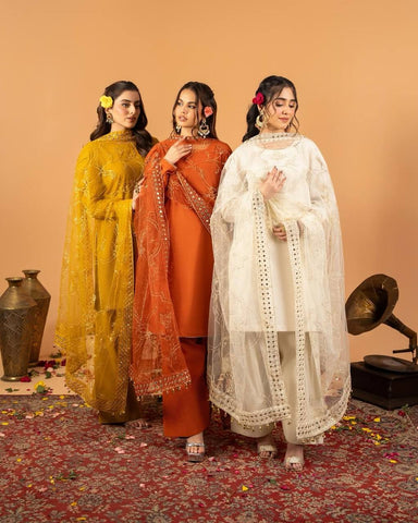 Stylish Plazzo Suit with Puff Sleeves and Net Dupatta