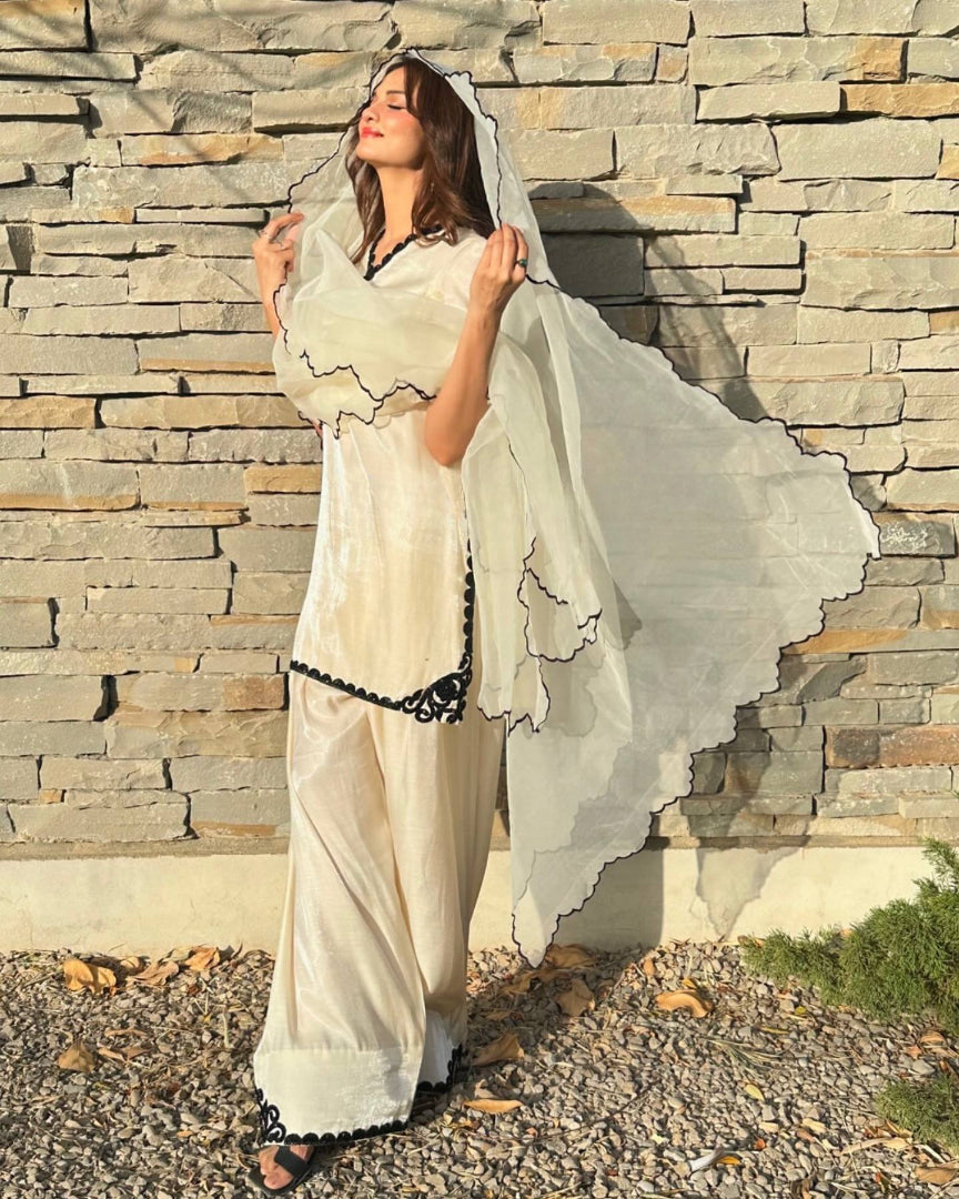 Black & White Farshi Salwar Suit Set
