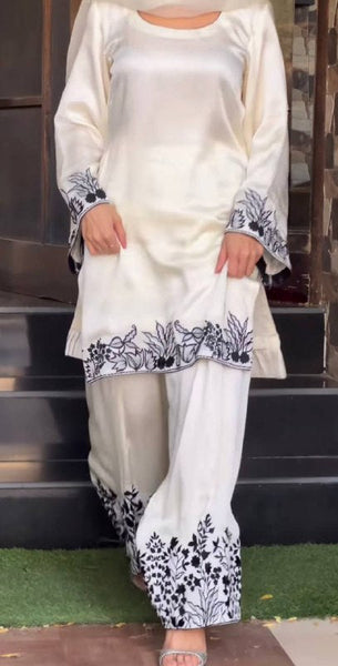 Elegant Black & White Farshi Suit - Timeless Allure for Festive Evenings