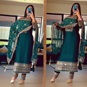 Elegant Embroidered Salwar Suit with Dupatta – Festive & Party Wear
