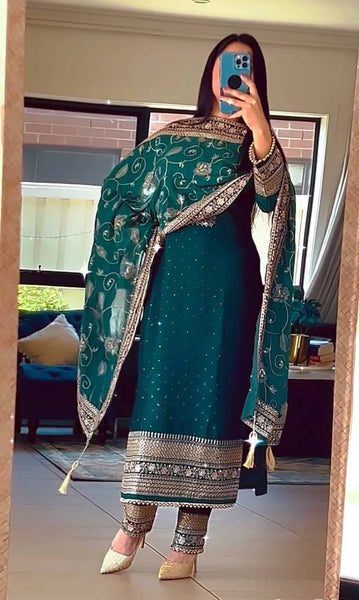 Elegant Embroidered Salwar Suit with Dupatta – Festive & Party Wear