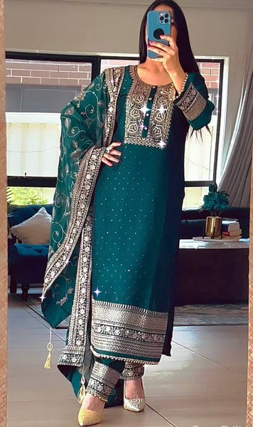Elegant Embroidered Salwar Suit with Dupatta – Festive & Party Wear