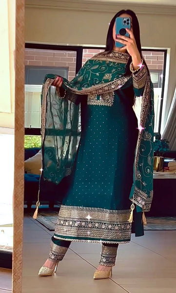 Elegant Embroidered Salwar Suit with Dupatta – Festive & Party Wear