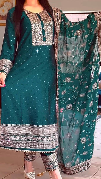 Elegant Embroidered Salwar Suit with Dupatta – Festive & Party Wear