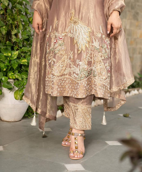 Elegant Beige Embroidered Salwar Suit for Festive & Party Wear