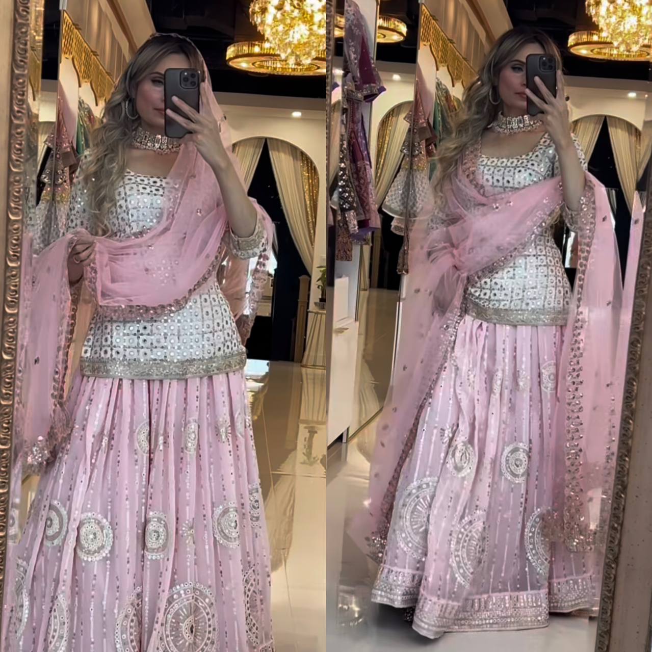 Elegant White and Pink Silk Sharara Suit for Women