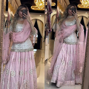 Elegant White and Pink Silk Sharara Suit for Women