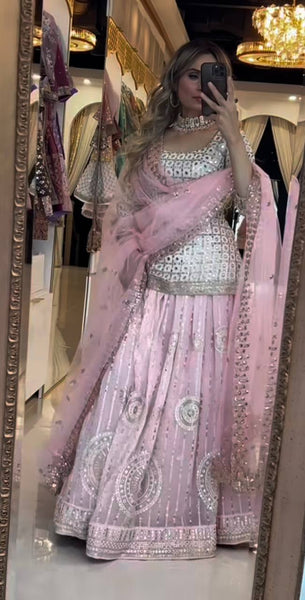 Elegant White and Pink Silk Sharara Suit for Women