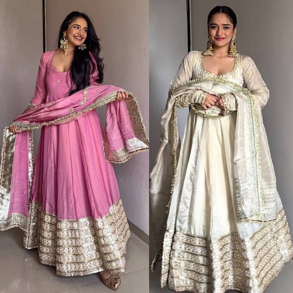 Elegant Long Anarkali Suit with Dupatta