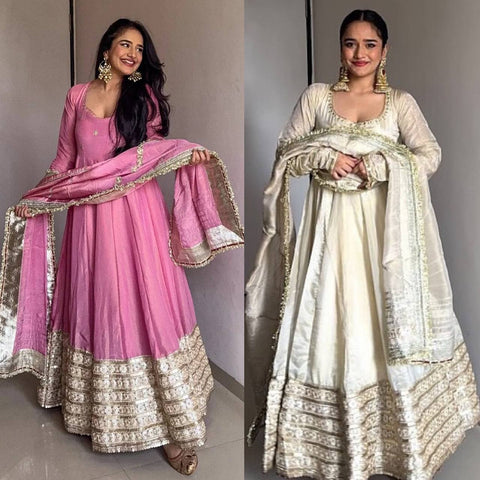 Elegant Long Anarkali Suit with Dupatta