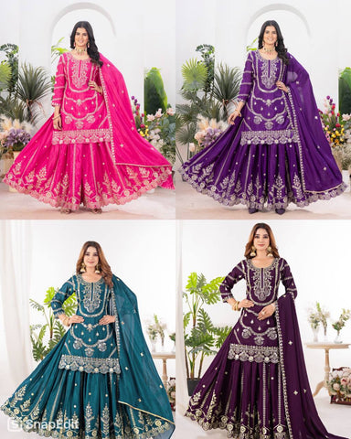 Bridal Top Lehenga Suit with Heavy Embroidery & Dupatta