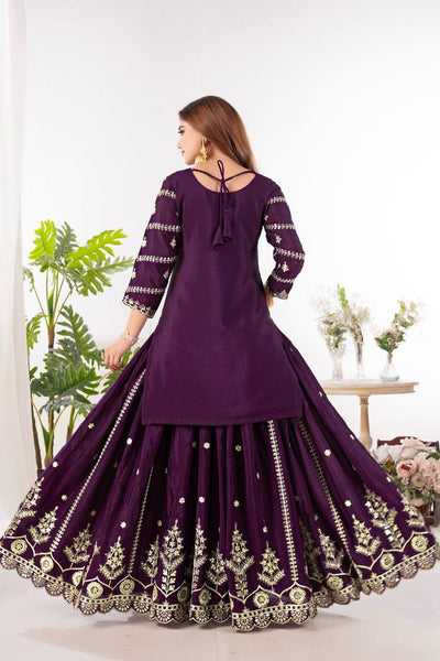 Elegant Embroidered Sharara Suit with Dupatta
