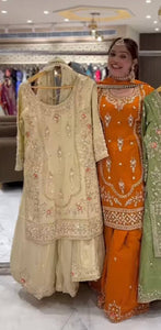 Silk Embroidered Sharara Suit with Dupatta
