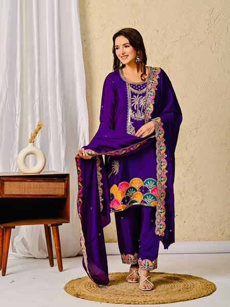 Elegant Purple Salwar Suit with Dupatta