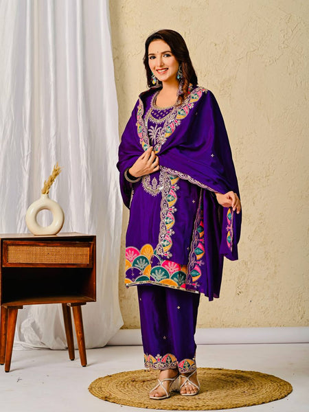 Elegant Purple Salwar Suit with Dupatta