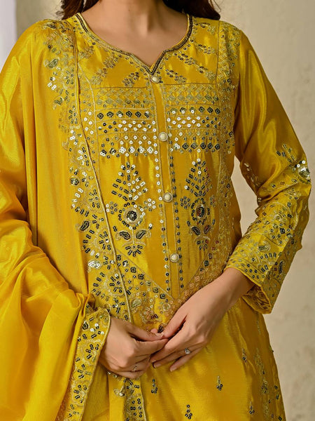 Radiant Yellow Embroidered Sharara Set with Dupatta