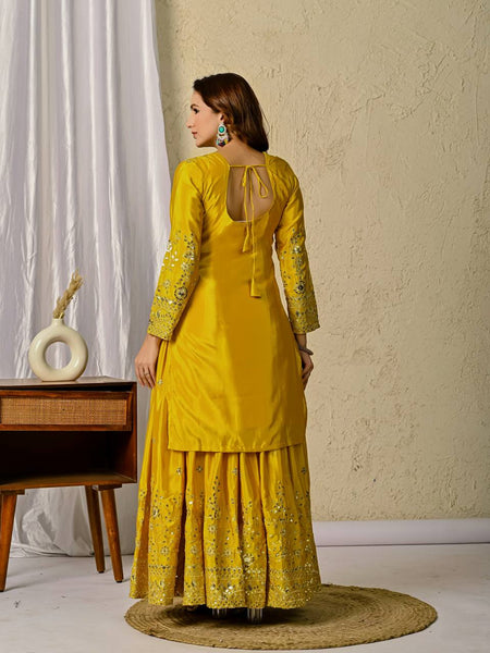 Radiant Yellow Embroidered Sharara Set with Dupatta