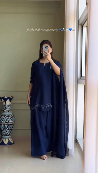 Cherry Luxe Farshi Suit - Striking Elegance in Natural Crepe Silk