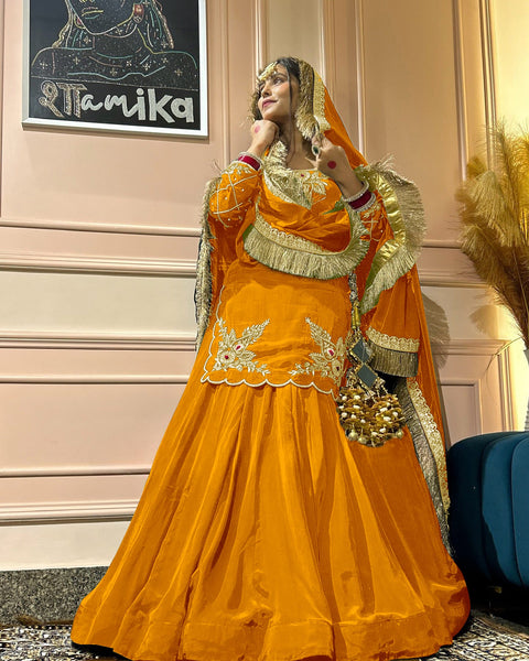 Golden Whisper Luxury Lehenga Choli in Natural Crep Silk - Multi-Color Options