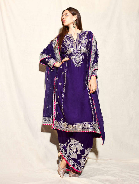 Royal Elegance: Deep Purple Embroidered Suit