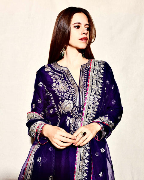 Royal Elegance: Deep Purple Embroidered Suit